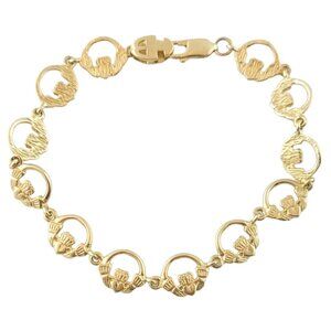 Vintage 14K Yellow Gold Claddagh Bracelet #14512